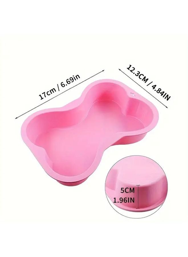 قالب كعكة عيد الفصح السيليكوني الوردي على شكل عظم الحيوانات الأليفة مع زهور للخبز DIY - Image 5